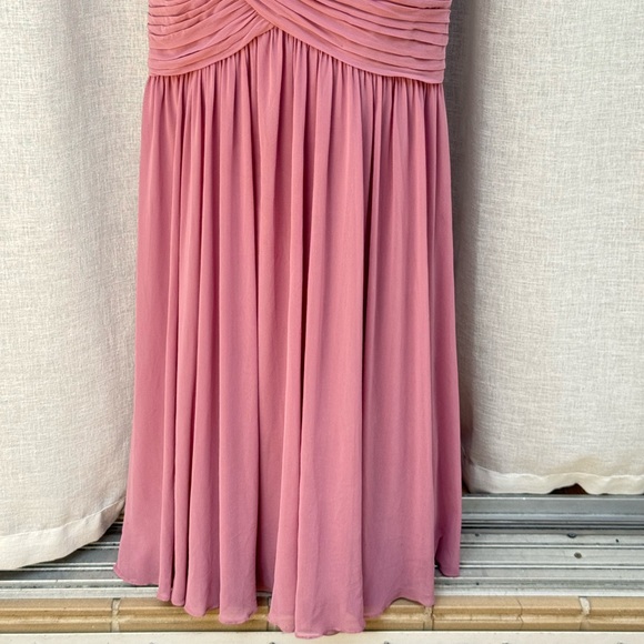 La femme dusty rose pink elegant ruched body maxi dress gown - Picture 5 of 10